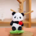 Llavero de peluche de panda tierno animal de peluche bolso dije regalo de cumpleaños - Panda con hoja de loto 11 cm