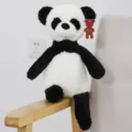 Cute striped panda plush toy, soft stuffed animal doll for kids gift and home decor. - Black and White / 38 cm