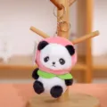 Lindo panda de peluche llavero suave animal bolso colgante juguete de peluche regalo - Panda con gorro de melocotón 11 cm