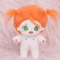 Cute cotton plush doll with orange pigtails and green eyes, soft toy figure for kids - B 20 cm Naked Doll - Satsuma Orange with Skeleton