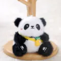 Cute fluffy panda plush keychain, soft toy pendant with adorable mini pineapple decor. - Sitting Panda Pineapple, 10cm