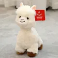 Simpatico alpaca di peluche bianco, morbido animale imbottito come regalo e decoro. - Alpaca rilassato Wulula / 40 cm