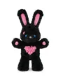 Detailed shot of black plush bunny toy with pink heart and blue eyes for home decor. - Bubblegum Bunny, Black