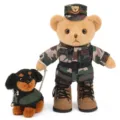 Schattige politie serie teddybeer pluche speelgoed met bijpassende kleine hond, cadeau. - Staande camouflagebeer & rottweiler hond knuffels