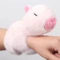 Cute pink capybara plush slap bracelet soft animal toy wristband for kids lovely gift - Small Capybara Slap Bracelet - Pink 14cm