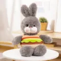 Coniglietto di peluche grigio con vestito da hamburger, bambola morbida regalo per bambini. - Sister Dudu coniglio hamburger - Grigio