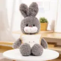 Peluche coniglietto grigio con bavaglino pane, morbido animale giocattolo per bimbi. - Coniglio pane Saite Dudu, grigio