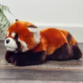 Cute lying red panda plush toy soft animal pillow hugging doll for bed sleeping decor. - Prone Red Panda - 31cm - 0.20kg / 31cm