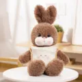 Peluche coniglietto marrone con cuscino toast, morbida bambola di peluche per dormire e regalo. - Coniglio pane Saite Dudu, marrone