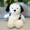 Schwarzes und weißes Plüschhund-Spielzeug mit Rucksack, weiche Kuscheltier Puppe für Mädchen. - 35cm / Beibei-Hund