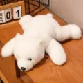 Cute white lying polar bear plush toy, soft stuffed animal doll for kids sleeping pillow cozy. - Doll Tribe - Polar Bear / 30cm