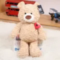 Cute beige teddy bear plush toy soft stuffed animal doll with heart decor for kids gift. - Hug Baby Daniel Bear Plush Toys (Light Brown)
