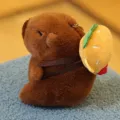 Cute capybara plush pendant backpack keychain soft stuffed animal doll variant option. - Hamburger Backpack Style