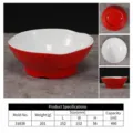 Commercial melamine noodle bowl, red and white plastic soup bowl, 152mm size with 490ml capacity. - Model 31838 (490ml) / Red and White