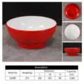 Red melamine noodle bowl, durable plastic ramen bowl with ribbed design and capacity. - Model 31840 (1100ml) / Red and White