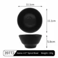 Black melamine bowl Japanese style frosted small rice bowl 11.1cm 200ml tableware - 4.5 Inch Irregular Threaded Bowl (39772) / Food-Grade Melamine / Black