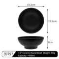 Black melamine Japanese style ramen bowl 7.5 inch 900ml capacity lightweight durable - 7.5 Inch Round Bowl (39797) / Food-Grade Melamine / Black