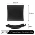 Assiette carrée en mélamine noir mat 18,5 cm vaisselle moderne minimaliste pour cuisine maison - Assiette Carrée Effet Céramique 23735 / Mélamine de qualité alimentaire / Noir Sablé