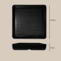 Plateau Carre Melamine Noir Rainure Assiette pour Restaurant Vaisselle Pro 19.3cm - 7,83 Pouces / Noir