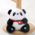 Plush panda keychain variant, cute stuffed animal bag charm with red watermelon strap decor. - Sitting Panda Watermelon, 10cm