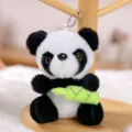 Lindo panda de peluche llavero bolso encanto suave animal de peluche juguete regalo - Panda con brote de bambú 11 cm