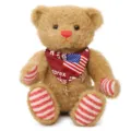 Morbido orsacchiotto di peluche snodato con sciarpa USA e zampe a righe per regalo - Orsacchiotto americano rosso Mingren