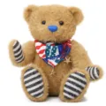 Simpatico orsacchiotto di peluche articolato con naso blu e sciarpa elegante per regalo. - Orsacchiotto americano nero Mingren