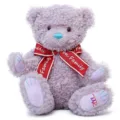 Paarse gekrulde teddybeer pluche speelgoed met rode lint schattige pop verjaardagscadeau - Zithoogte ca. 26 cm / Paarse wollen lintbeer