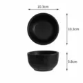 Black melamine bowl, minimalist Japanese style, 10.3x5.8cm, durable commercial food container. - 4.36 Inch Matte Threaded Bowl (34487) / Food-Grade Melamine / Black