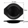 Detailed view of black melamine double ear heat insulation mat, anti-scald pot pad 21.3cm. - Food-Grade Melamine / Black