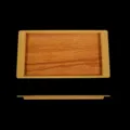 Plateau rectangulaire en melamine effet bois, vaisselle de restaurant durable, 38.3x20.2x1.5 cm. - Grain de bois foncé