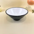 A5 melamine double-color noodle bowl, 7-inch black and white soup bowl for home and restaurant. - 33271 Medium Noodle Bowl / 7 Inch (17.7x7.4cm) / Black Outside White Inside