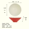 Zweifarbige Melamin Nudelschale mit Rillendesign, 22,9 cm Durchmesser, 1350 ml Suppenschüssel. - Große Nudelschale 22.9cm / Rot & Kakao Zweifarbig