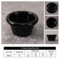 Black melamine round sauce cup for commercial and home use, durable dip bowl 90ml. - Model 44041 (90ml) / Black