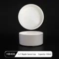 Melamine sauce cup with striped design, durable white condiment bowl, 550ml capacity. - 5.2 Inch Striped Sauce Cup