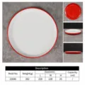 Melamine dinner plate red and white round shatterproof tableware commercial serving dish 228mm - Model 22646 / Red and White