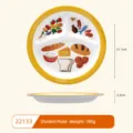 Melamine divided dinner plate, 3-compartment healthy diet meal prep dish for home use. - Food Grade Material (MF) / Yellow