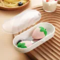 Süsses Cartoon Erdbeer Baby Löffel und Gabel Set mit Aufbewahrungsbox für Kinder. - Rosa