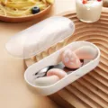 Edelstahl Kinder Löffel Gabel Set mit süßem Pilzgriff und tragbarer Aufbewahrungsbox. - Rosa