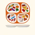 Piatto da portata diviso per bambini dieta nutrizionale melamina sezione 24x22cm - Materiale per alimenti (MF) / Arancione