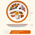 Piatto piano in melamina a tre scomparti, piatto per dieta nutrizionale, diametro 25 cm. - Materiale per alimenti (MF) / Arancione