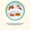 Melamine partitioned dinner plate for healthy diet, 9.5 inch three-compartment food dish. - Food Grade Material (MF) / Verdant
