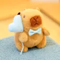 Cute capybara plush toy keychain with blue bow and heart, soft bag pendant gift for couples. - Love Heart Balloon Style / Blue