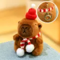 Carino Capybara Peluche Portachiavi di Natale Pendente per Borsa Regalo Festa Decorazione - Capybara modello di Natale - marrone e bianco