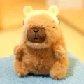 Cute capybara plush toy pendant with yellow ear headband, soft stuffed doll kids gift. - Approx. 12cm / Capybara Hair Clip with Yellow Frog