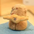 Cute capybara plush pendant afternoon tea series soft toy bag charm with croissant bear design - Approx. 12cm / Capybara with Croissant Backpack