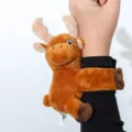 Plush moose slap bracelet toy, soft forest animal hugger band for kids gift and wrist decor. - Elk Snap Bracelet