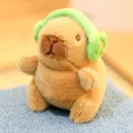 Cute Capybara Plush Toy Keychain with Green Headphones Soft Animal Doll Bag Pendant Gift - Headphone Style / Green