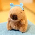 Cute capybara plush toy pendant with cute blue headband, soft stuffed animal doll gift. - Approx. 12cm / Capybara Hair Clip with Blue Frog