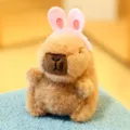 Cute capybara plush toy pendant with pink bunny ears, soft stuffed animal bag charm accessory. - Approx. 12cm / Capybara Hair Clip - Rabbit